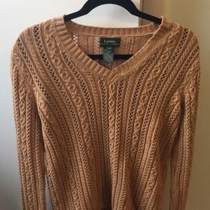 Ralph Lauren Vneck Cable Knit Sweater